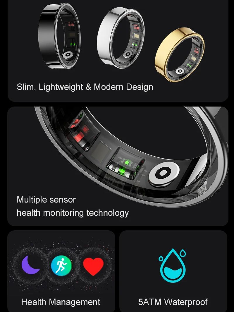 R09 Smart Ring 5ATM Waterproof - Temperature Ring Skin recension och pris